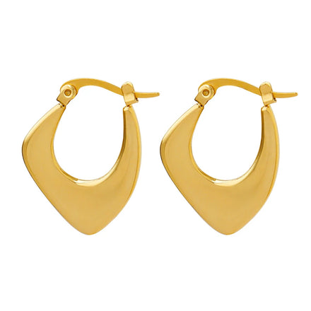 Chic Trendy 18K Gold Plated Stainless Steel French Curve Square Earrings for Women Daily Wear Anniversary Gift Giving