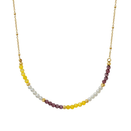 Hot Selling Yellow and Purple Opal with Personalized Beaded Necklace
