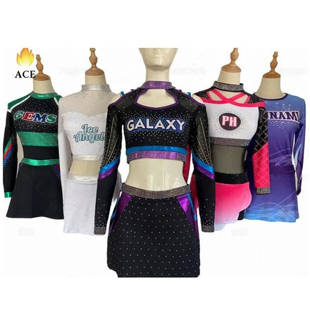 Ace Sports Custom Cheer Competition Uniforms Top Sales Set Style Rhinestone Adult Factory Price Printed Technics