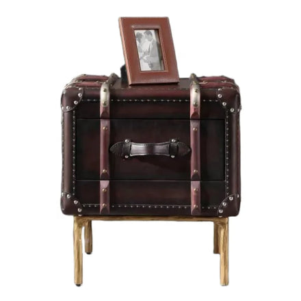 Customized Luxury European Antique Handmade Genuine Leather Cabinet Living Room Side Table Drawer Storage Home Furniture