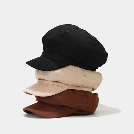 2023 Winter Fashion Suede Newsboy Cap Retro Outdoor Warm Octagonal Peaked Cap Ivy Hat