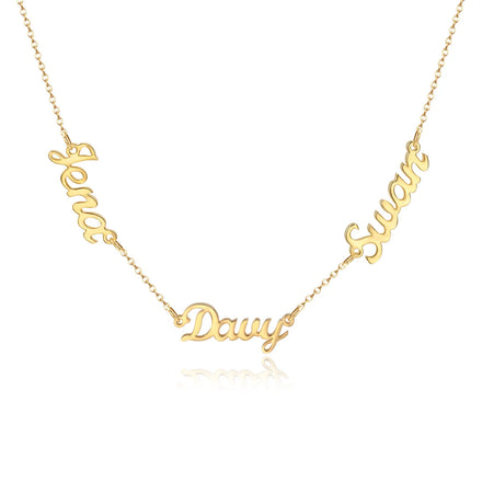 PVD Gold Plated Stainless Steel Custom 3 Name Necklace Family Members Name Combination Jewelry Custom One Piece