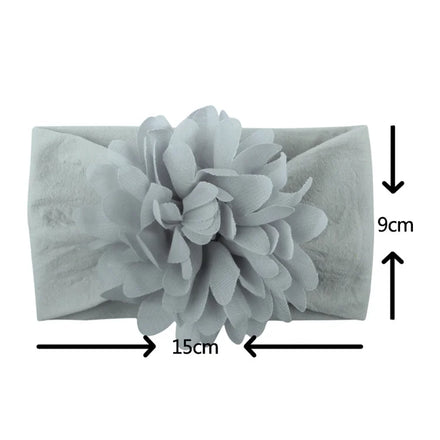 Flower Baby Headband Nylon Children's Hair Accessories Soft Round Ball Nylon Stockings Wide Hair Band Headscarf