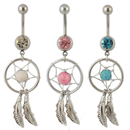 Hot Selling Dream Chaser Belly Dance Jewelry Leaves Pendant Dreamer Catcher Navel Rings Fashion Women Body Piercing Jewelry