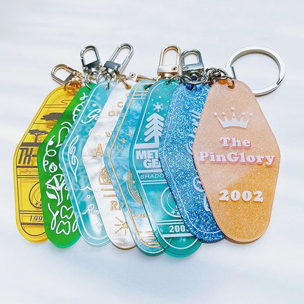 Promotional Vintage Motel Keychain Marble Glitter Acrylic Keychain Blanks Custom Printed Engraved Enamel Key Chain