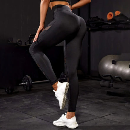 High Waist Women Activewear Workout Mesh Leggings Dance Yoga Leggings With Mesh for Women Plus Size Sports Yoga Pants