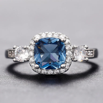 CAOSHI Unique Blue Cubic Zirconia Rings 2025 Engagement Wedding Bands Silver Color Women Rings Customized