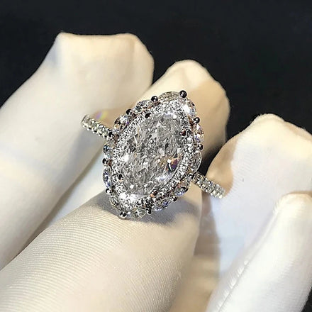CAOSHI Marquise Cut CZ Diamond Wedding Rings for Women Bands Silver Plating Cubic Zirconia Ring Bridal
