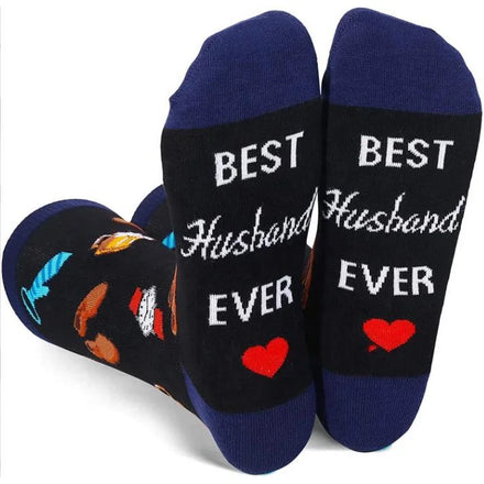 Husband Letter Cotton Socks Best Husband Ever Socks for Men Holiday Anniversary Gift
