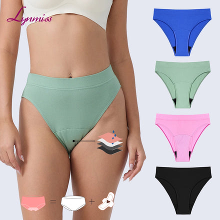 Ladies High Waist 4 Layer Menstrual for Panties Seamless Leak Proof Absorbent Everyday Cotton Anti-Bacterial Breathable