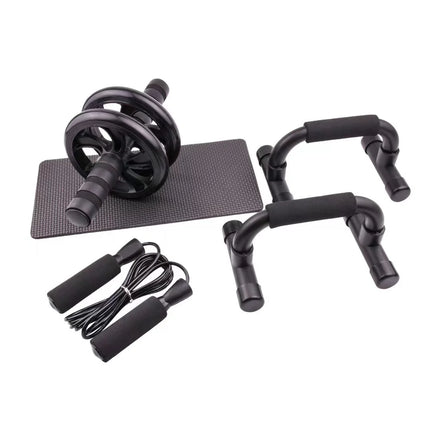 CW ABWS005 Home Workout Abdominal Wheel Kit with Roller Strength Bar Jump Rope & Knee Mat-120kg Load Capacity Unisex