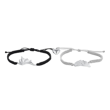 Couple 925 Sterling Silver Zircon Angel and Demon Lovers' Rope Bracelet for Women Party Anniversary Valentine's Day Gift Jewelry