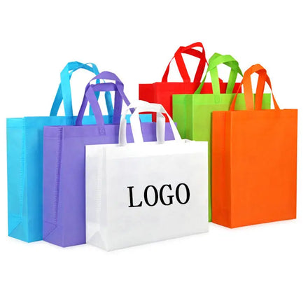 Eco Friendly Reusable Fabric Foldable Tote Grocery Non Woven Custom Made Nonwoven Shopping Bags with logo Printed Recyclable