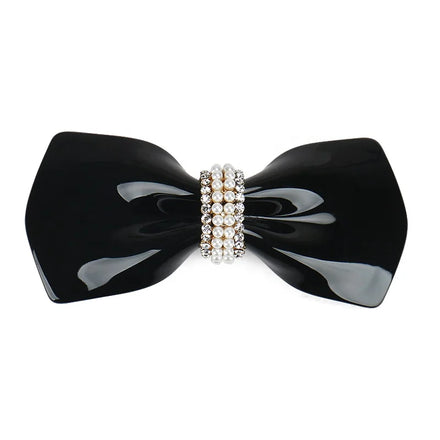 France Acetate Hair Clips with Expensive Czech Rhinestones Hair Barrette Bowknot Pearl Hair Clip for Wome Girls