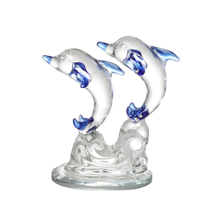 Crystal Glass Dolphins Figurines Collectibles Sea Animal Sculpture Statue Home Desk Decoration Ornaments