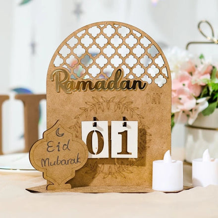 Ramadan Countdown Wooden Ornament for Home Islam Muslim Party Decor Eid Al Adha Gifts Mubarak Eid Decorations