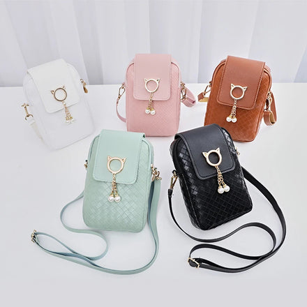 Ladies Single Shoulder Crossbody PU Leather Mobile Phone Bags