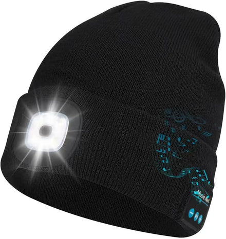 Bluetooth Beanie With Light Musical Knit Hat With Headphones and Built-in Speaker Mic