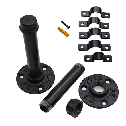 Home Decor Natural Painted Black Malleable Iron Pipe Fittings 1/2''-1'' Female Connection Wooden Bathroom Kitchen Towel Rack