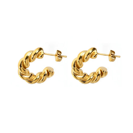 Fenny 18K PVD Plated Creative Chunky Twisted Rope Earring Trendy for Women Wholesale Stainless Steel Ladies Jewelry