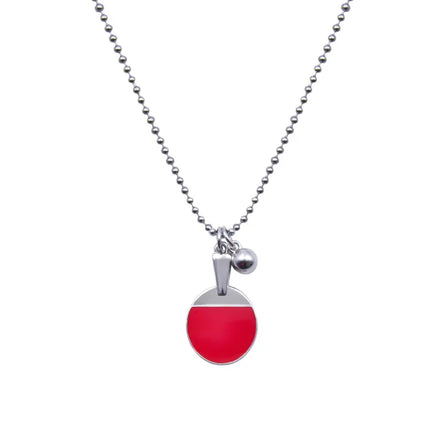 Party Souvenir Elegant Red Table Tennis Ball Romantic Fashion Long Sweater Ping-pong Paddle Pendant Jewelry Necklace