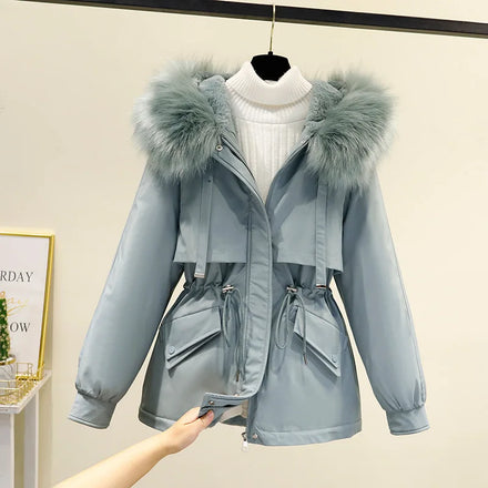 M-3XL Winter New Plush Parka Down Cotton Jacket Women's Korean Short Loose Coat Cotton Jacket