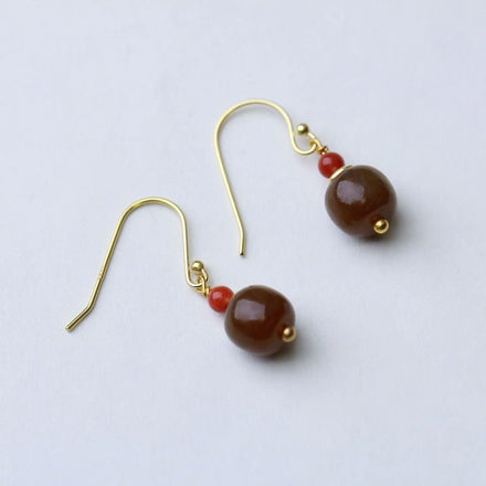 Red Jade stone earrings Stainless material natural stone for women and girls ES021