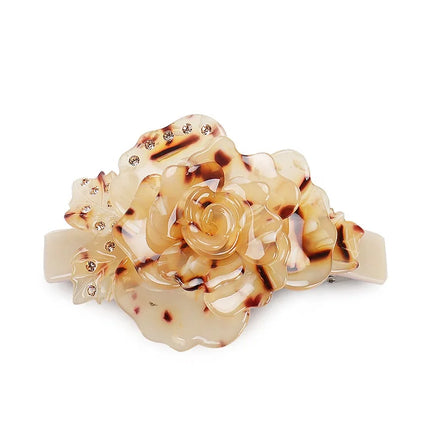 Flower Cellulose Acetate Rhinestone Embellished Hair Barrettes Women Flower Hair Clips