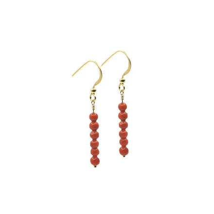 Red Stone Earrings Stainless Material Natural Stone for Women and Girls ES012