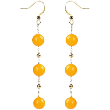 Yellow Agate Earrings Stainless Material Natural Stone for Women and Girls ES015