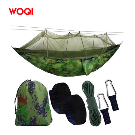 WOQI Portable Nylon Custom Size Logo Color Easy Carry Fast Open Mosquito Net Hammock for Camping Hiking & Travel Accessories