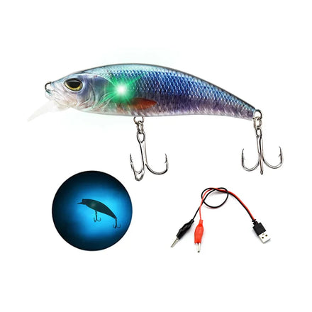 Rechargeable Bait 100mm 16g Vibrate Minnow Lure and Flashing Led Light Fishing Lure Floating Electric Lure