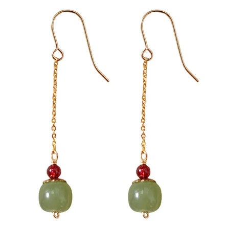 Jade Stone Earrings Stainless Material Natural Stone for Women and Girls ES004