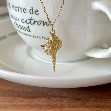 Fine Jewelry 925 Sterling Silver 18k Gold Stack Gold Shell Pendant Layered Necklace