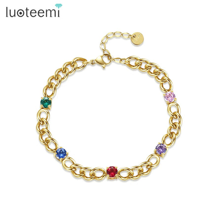 SP-LAM Colourful Woman Charm Luxury Accessory Adjustable Designer Stainless Steel Jewelry Tennis Bracelet