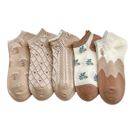 Cute Japanese College Style Embroidered Stockings Thin Lace Cotton Socks Wholesale