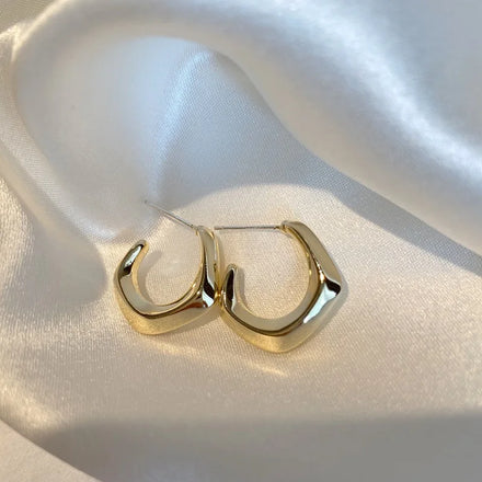 Neutral Advanced Casual Earings Jewelry Women Geometric Hollow Rhombus Waterproof Hoop Earrings for Women