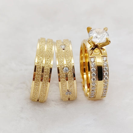 Custom Designer 14k Solid Gold Zircon Wedding Rings Classic Style Bridal Fine Jewelry Couples Promise Engagement Gift Parties