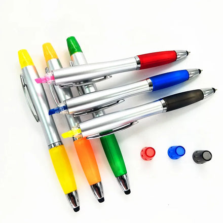 Multifunction 3 in 1 Ball Pen with Highlighter Double Sided Highlighter Ballpoint Pens with Stylus Gourd Pen Cheap Maker