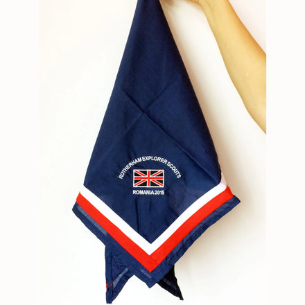 High Density Outdoor Custom Logo Polyester Scout Scarf Stock Size Neckerchief for Summer Camp