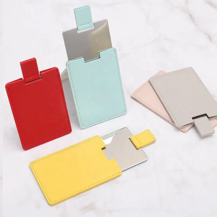 2026 New Portable High Quality PU Leather Pocket Cosmetic Mirrors Custom Logo Hand Held Compact Makeup Mirror for Women Girl