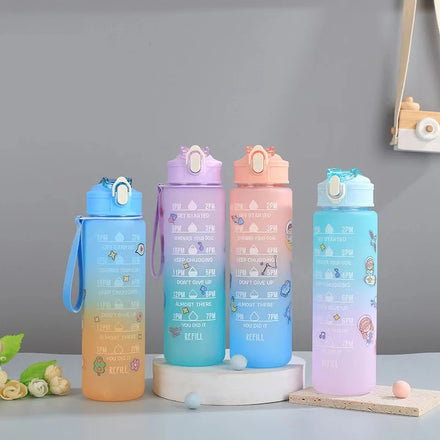 M56 Cheap 32oz 900ml Portable Wholesale Reusable Outdoor Sport Gym Motivational Plastic Sports Water Bottles With Time Marker