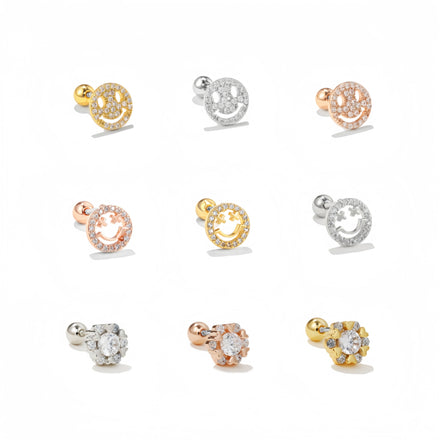 Sparkling 3A Zircon Titanium Stud Earrings Hypoallergenic Lightweight Chic Unique Fashion Look Piercing Jewelry