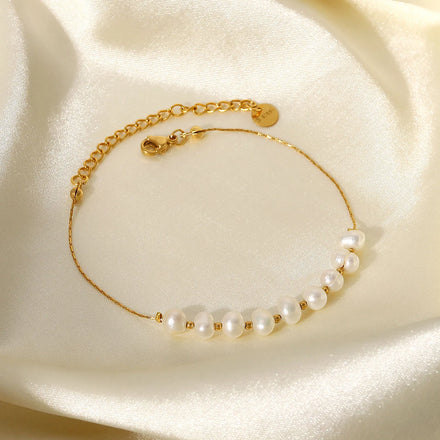 2023 PVD 18K Gold Plated Bracelet Stainless Steel Bracelet Fresh Water Pearl Bracelet for Women