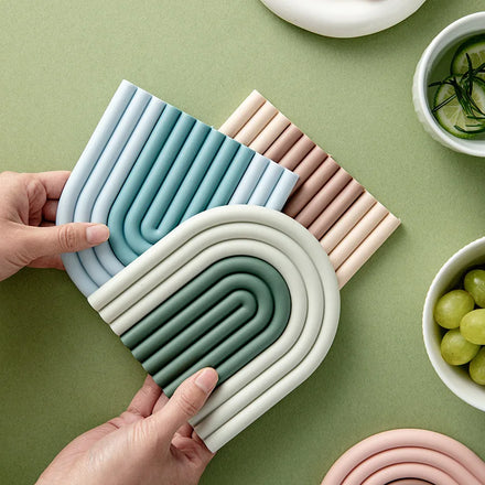 Irregular Shape Silicone Coaster Mold Silicone Coasters for Drinks Set Rainbow Silicone Table Mat Coaster Hot Dishes