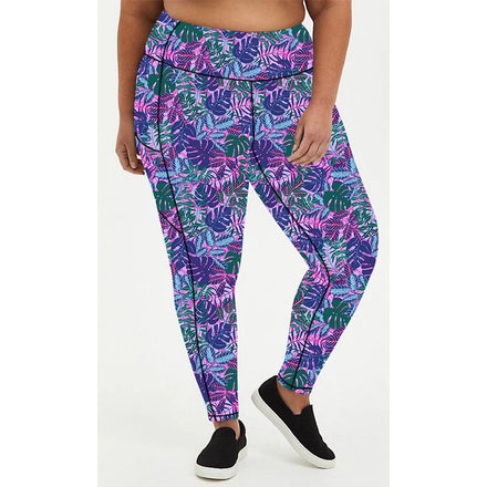 2025 Popular Plus Size Leggings Leaves Printed Yoga Pants Tight-fitting Sports Fitness Purple Leggings for Women Ladies Girls
