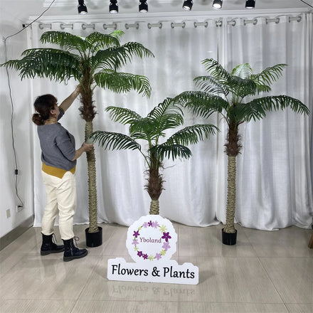 A1290 5 - 10 FT Large 9FT Fake Potted Bonsai Trees 2m Big Plastic Artificial Indoor Outdoor Decor Plant Tropical Areca Palm Tree