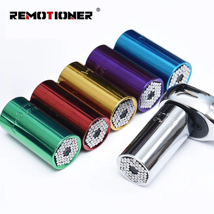 7-19mm Multifunction Ratchet Repair Hand Tool Universal Socket Tools Wrench Set with 3/8 Power Drill Adapter