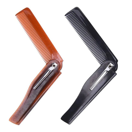 Portable Foldable Sustainable Hair Brush with Pocket Clip Comb for Home Use Plastic Handle Travel Hair Care for Men