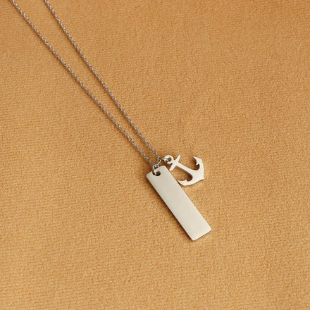 Stylish Pendant Anchor Bar Double Charm Necklace Minimalist Design Everyday Wear Versatile Accessory